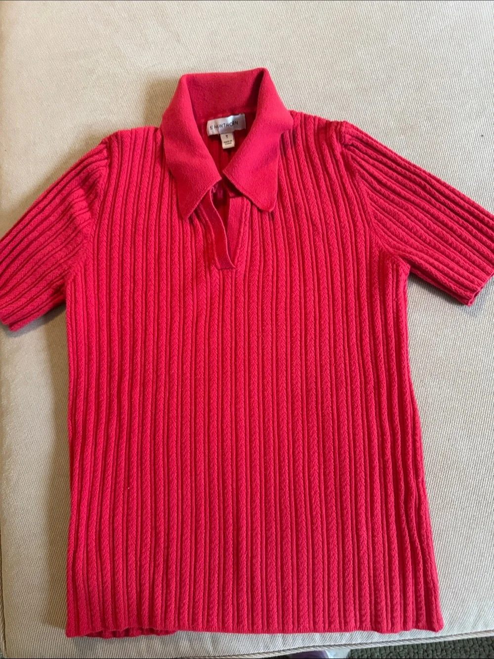 41 Hawthorn Raspberry Ribbed V-Neck Sweater - Picture 2 of 2